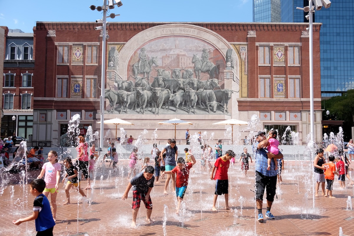 Sundance Square Plaza fountain in Fort Worth, Texas